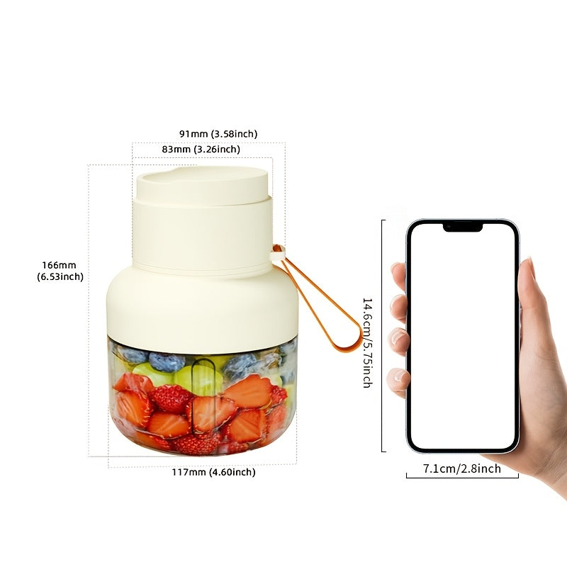 Portable juicer with a 850ml capacity blender for fresh squeezed beverages, featuring a multifunctional USB charging juicer. This blender includes a sports cup lid and straw, along with twelve-leaf blades for faster and more delicate juicing. Perfect for