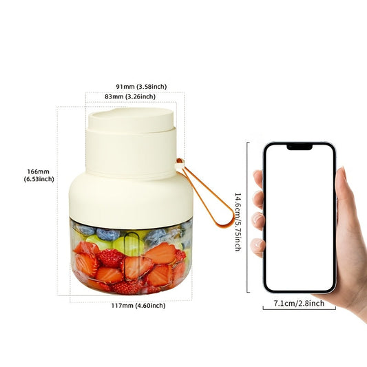 Portable juicer with a 850ml capacity blender for fresh squeezed beverages, featuring a multifunctional USB charging juicer. This blender includes a sports cup lid and straw, along with twelve-leaf blades for faster and more delicate juicing. Perfect for