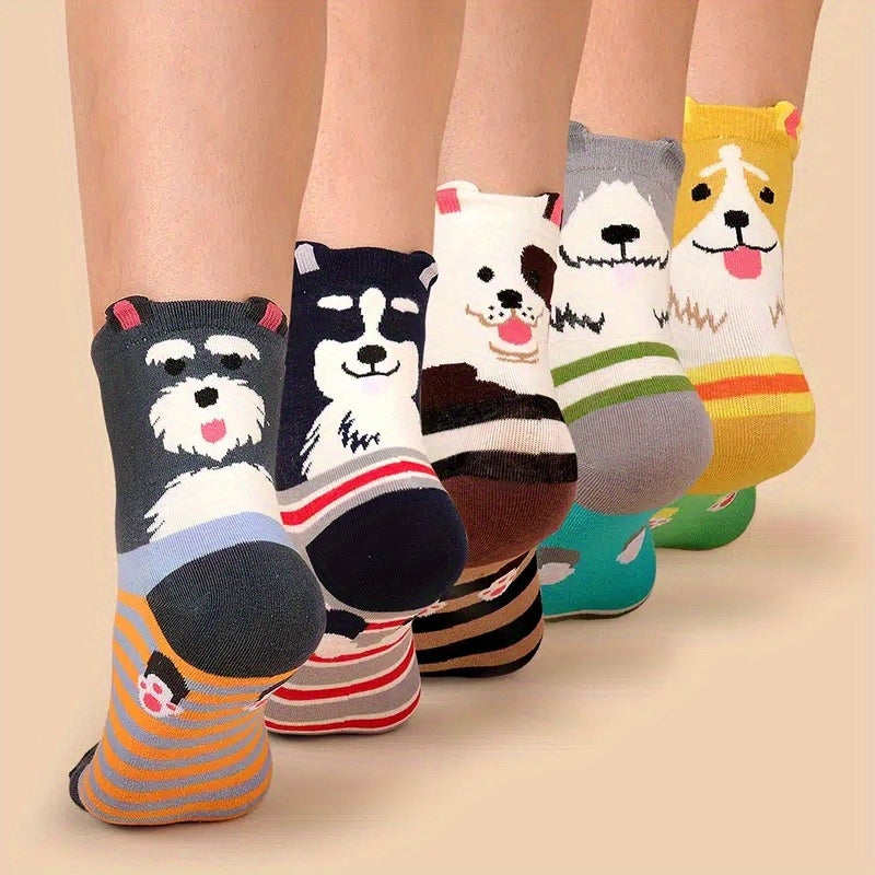 5 pairs of large size men's mid-calf socks in trendy Japanese Harajuku Academy style.