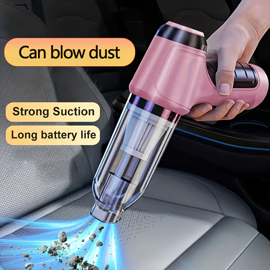 1pc HOTU Portable Car Vacuum Cleaner with Blower, Suction, Inflation - Handheld Dust Cleaner, USB Rechargeable, 36V, Accessories Kit, Compact & Lightweight.