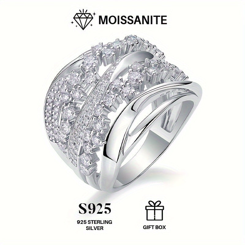 925 Sterling Silver Plated Moissanite Diamond Ring with 18K Gold Plating, Suitable for Both Men and Women. Perfect for Banquets, Parties, Official Occasions, Festivals, Valentine's Day, Proposals, Engagements, Weddings, Anniversaries, and Birthdays.