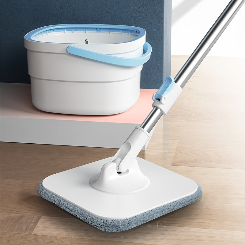 Get the 1pc Multifunctional Rotating Mop for easy and efficient cleaning. This Lazy Mopping Artifact is perfect for cleaning and separating dust with its stainless steel mop and Lazy Magic Mop Barrel. The set includes 2pcs Mop Replacement Head, Hair and