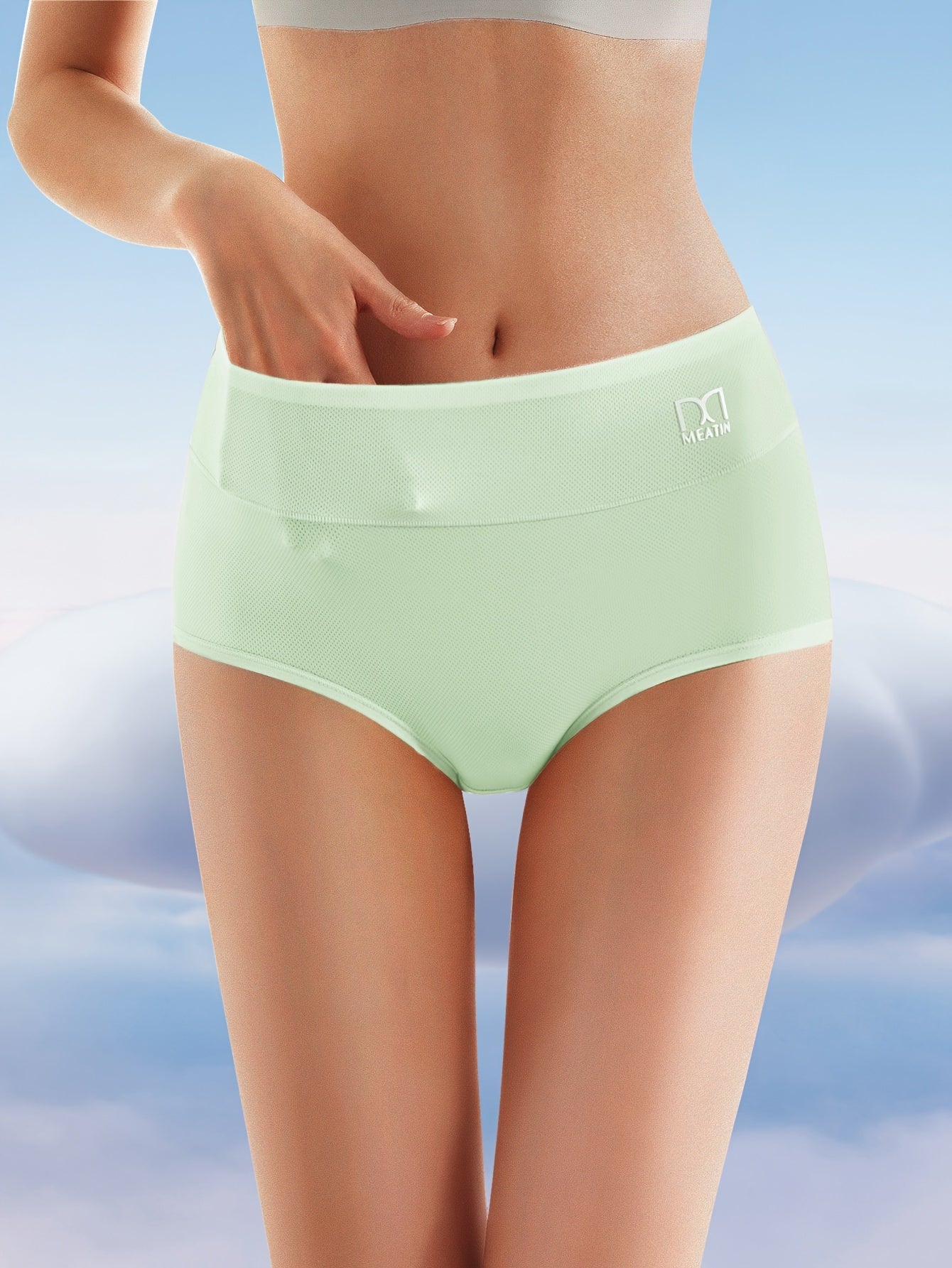 3 breathable ice silky menstrual panties for women feature a leak-proof, comfortable fit for postpartum and physiological needs. Available in black, mint green, and light beige/peach, these