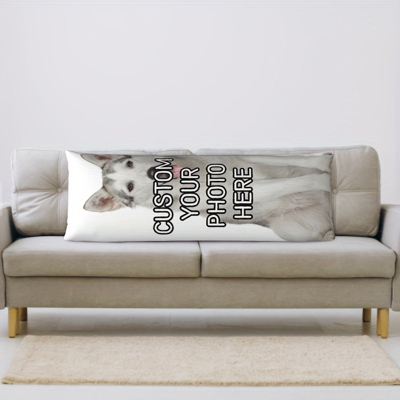 Double-Sided Personalized Plush Photo Pillowcase - Soft & Cozy - Ideal for Home Decor, Anniversary, Valentine's Day Gift - Measures 50.8x137.16 cm