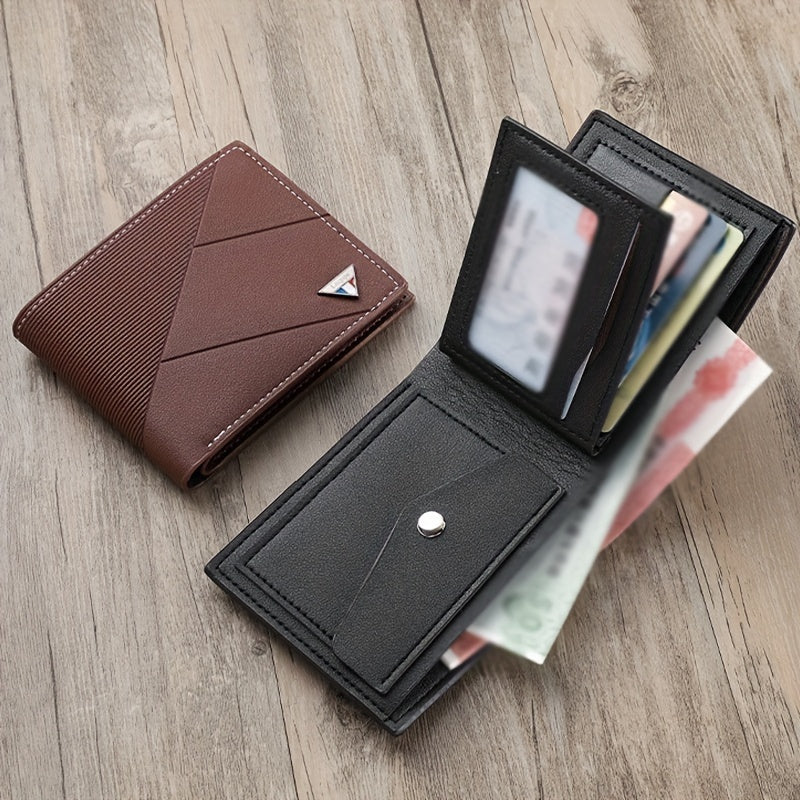 Men's fashion wallet made of soft faux leather with a large capacity, portable credit card case. It is black with contrast detail and can be hand washed or dry cleaned. Great gift for men.