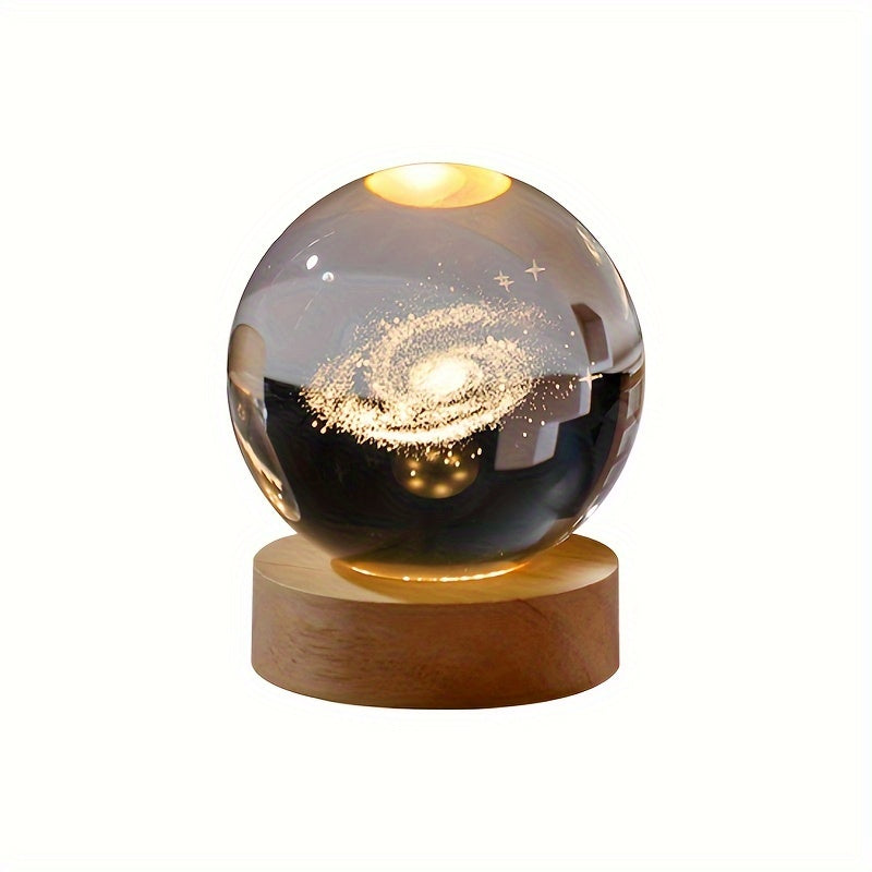 3D Galaxy Crystal Ball Night Light, iliq LED asos bilan, astronomiya ixlosmandlari va sevimli insonlar uchun tug'ilgan kunlar va Sevishganlar kuni kabi maxsus tadbirlarda mukammal sovg'adir.