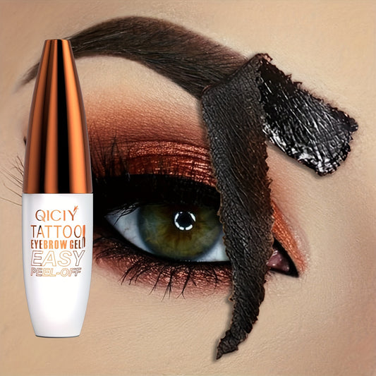 QICY Tattoo Eyebrow Gel - Easy Peel-Off, Long-Lasting & Waterproof, Natural 3D Look, Brown Shades, Ideal Mother's Day Gift, Sleek Packaging.