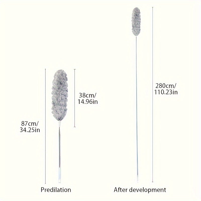 Durable Dusting Tool with Extendable Handle and Flexible Head - Ideal for Cleaning Hard-to-Reach Areas like High Ceilings, Furniture, and Cars - Washable and Reusable
