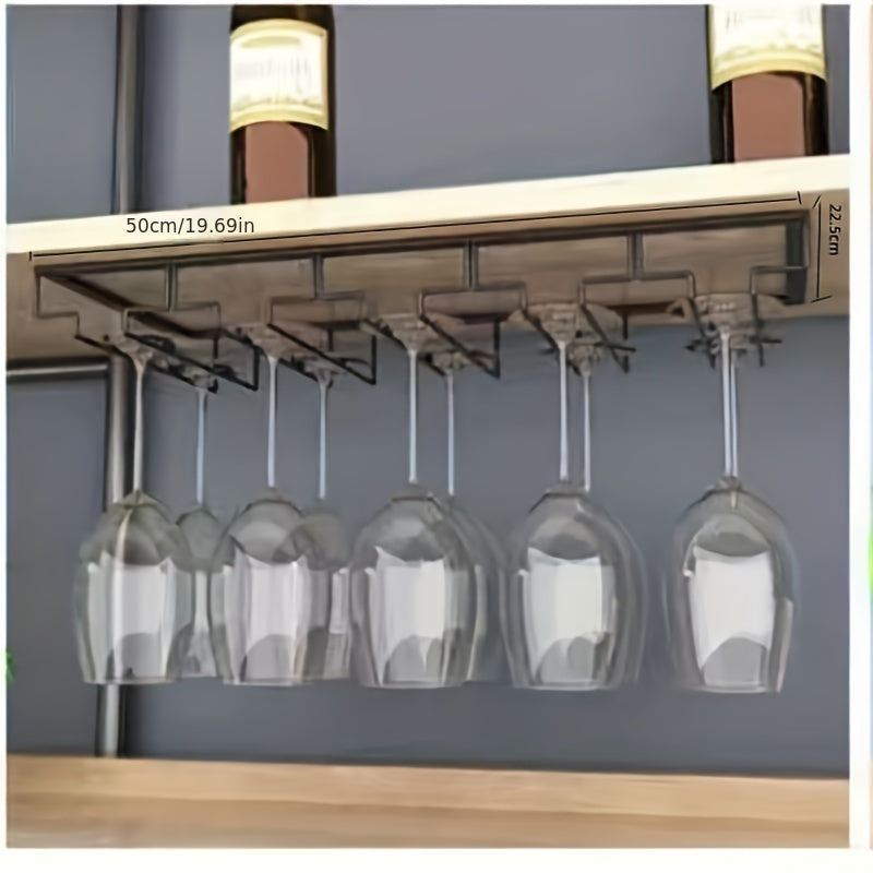 1pc Creative Inverted Wine Glass Rack with 3/4/5 Slots for Hanging Wine Glass Shelf, Under Cabinet Wine Cup Holder for Kitchen and Dining Room Storage, Home Accessories.