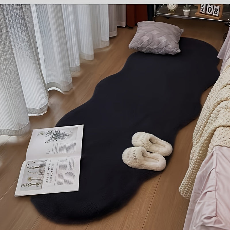 Pamper your space with this gorgeous Faux Rabbit Fur Area Rug, known for its luxurious softness and plush feel. This stain-resistant beauty is perfect for enhancing the decor of your bedroom or living room. Its unique shape adds style to any room, but