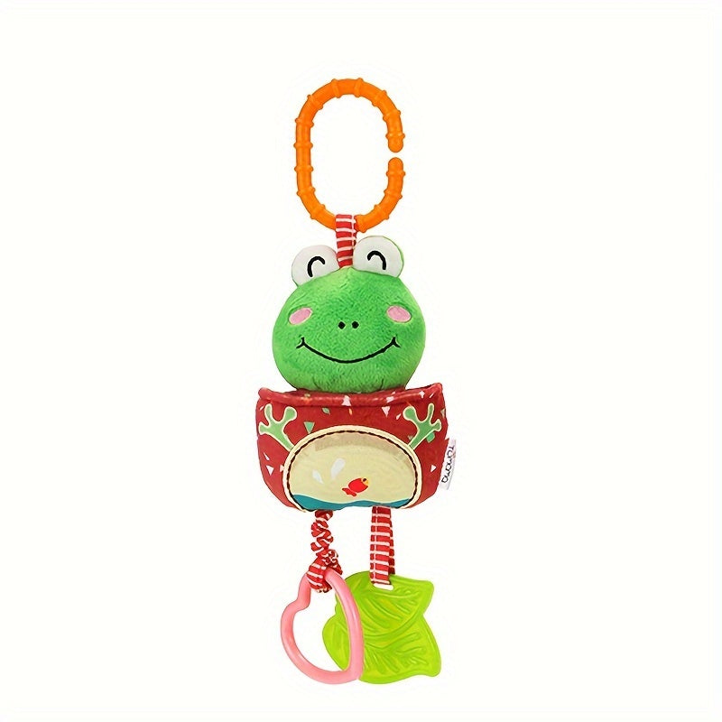 Plush Animal Baby Grip Toy Set - includes Lion, Frog, Elephant, and Fawn Toys with Wind Chime and Hanging Pendant for Crib, Suitable for Babies 0-3 Years - Educational Rattles, Perfect for Christmas, Thanksgiving, Halloween, and Easter Gifts.