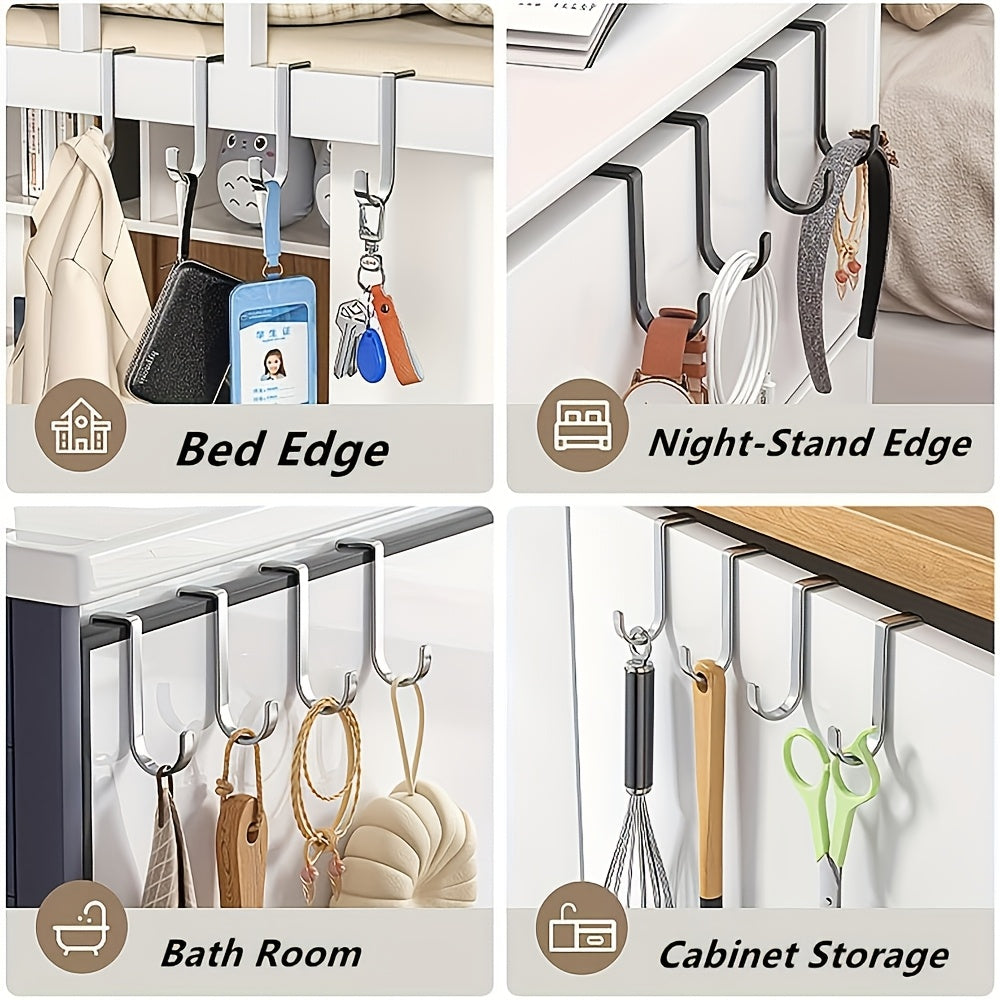 10/5 Stainless Steel Double S Hooks, Rustproof, Durable, Easy to Install, Multi-Purpose Door Hooks for Kitchen, Bathroom, Wardrobe, Cabinets, Locker Doors.