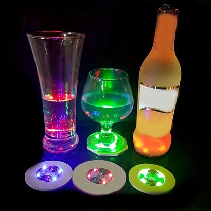 5pcs Plastic Luminous Coasters with LED lights for bars and nightclubs, creating a glowing atmosphere. Perfect for holding cups and as room or Halloween décor.