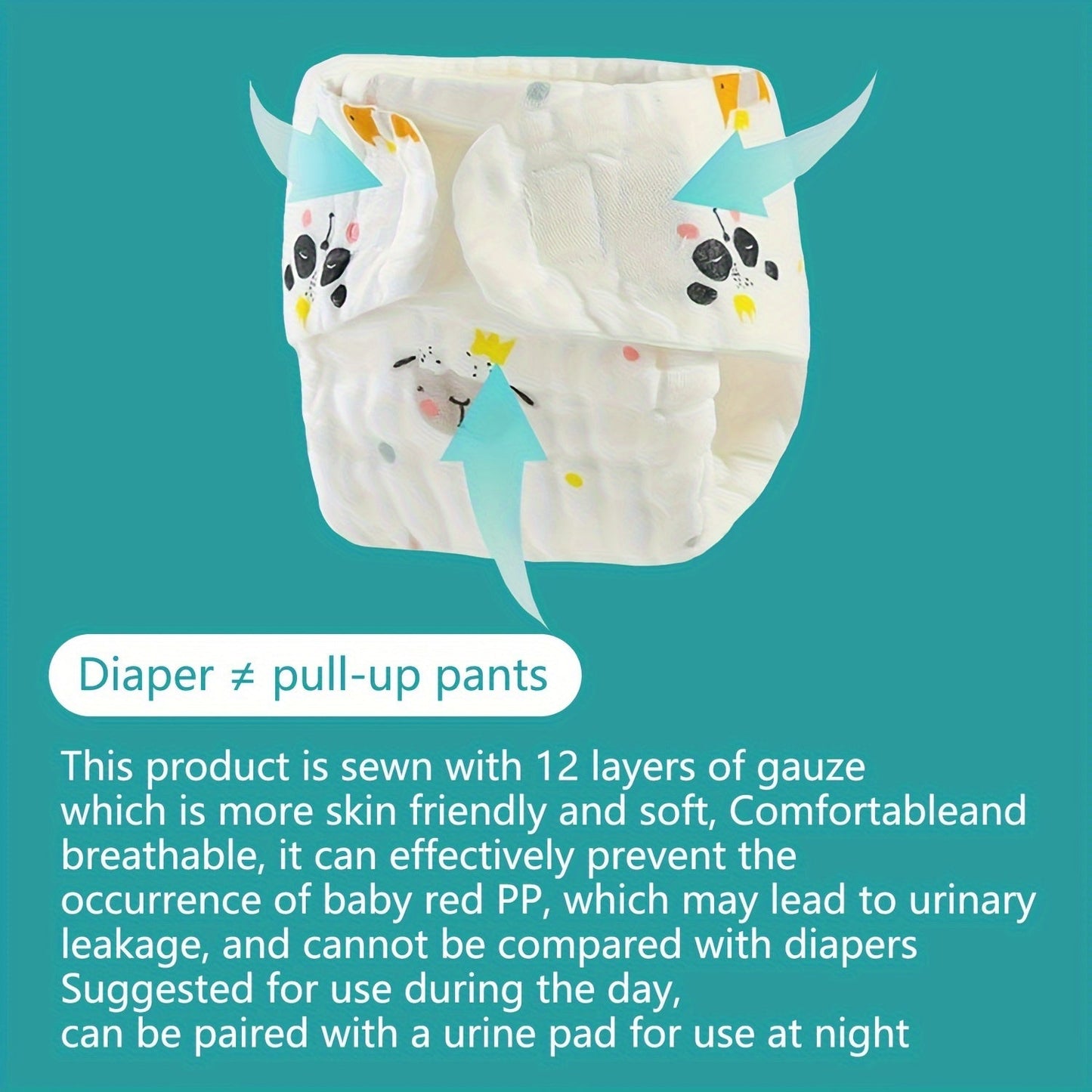 Breathable Warm Diaper Training Pants Set of 5 for Kids 0-6 Years Old. These Reusable Potty Training Underwear come in both Print and Solid White Patterns, making them the Ideal Holiday Gift for Christmas, Halloween, or New Year's.