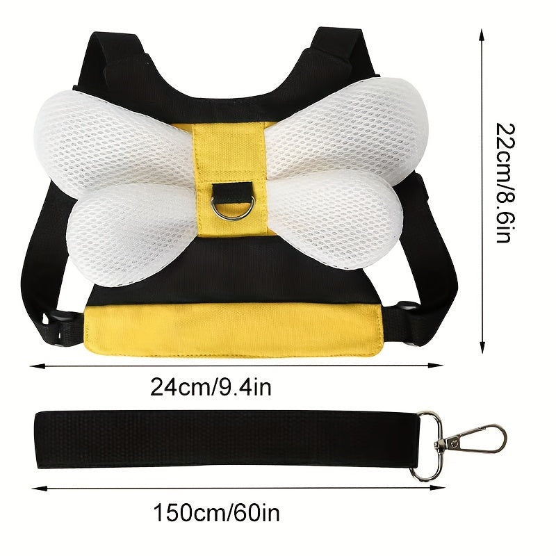 Bee Backpack Harness for Children Ages 3-8, Adjustable with Anti-Lost Leash, Made of Polyamide Material for Secure Kid Safety and Comfort Fit