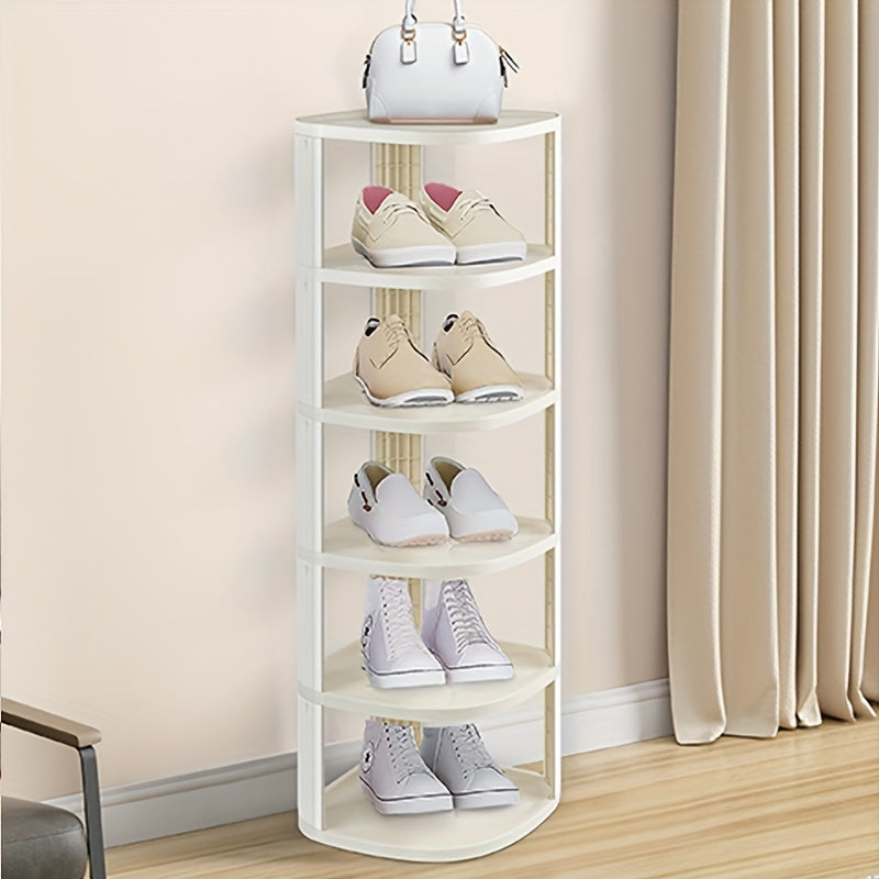 Get organized with our 1pc Multitier Shoe Rack Organizer! This freestanding plastic shoe rack requires no assembly and offers versatile storage for your entryway, bedroom, dorm, or home. With a large capacity, this shoe cabinet will help you keep your