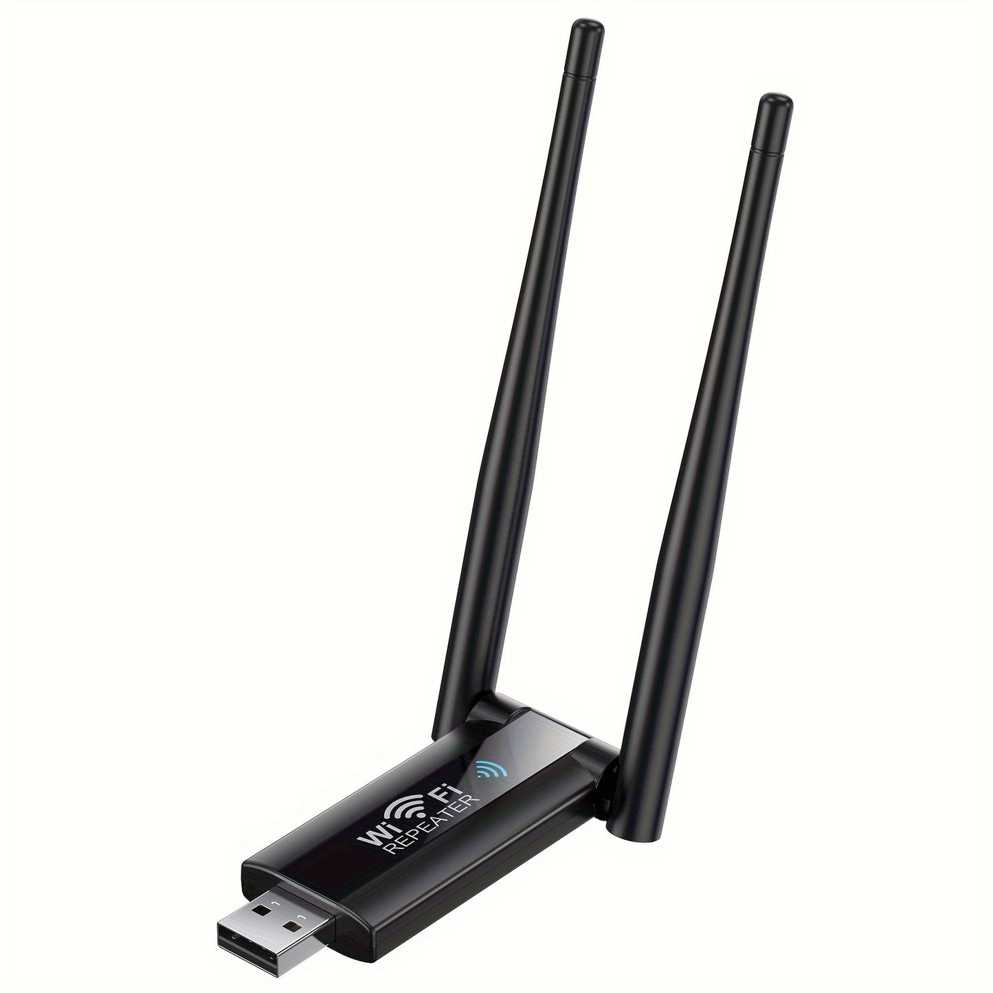 Wireless Repeater Extender boosts WiFi signal for upstairs and downstairs areas with dead spots, providing 300Mbps network speed.