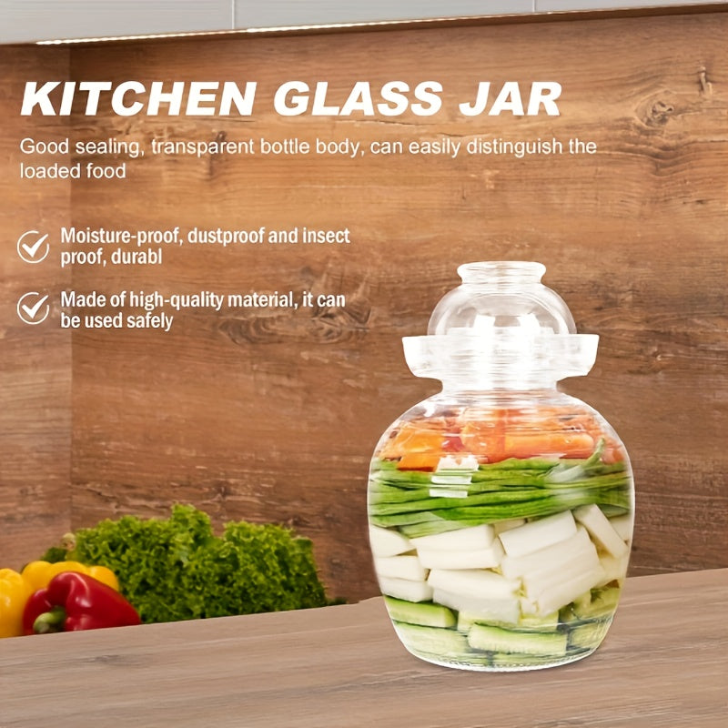 Glass fermentation jar: 2500ml/84.53oz, 6cm/2.36inch, 24cm/9.45inch, 16.8cm/6.61inch - Ideal for kimchi, pickles and more - Sturdy and moisture-resistant.