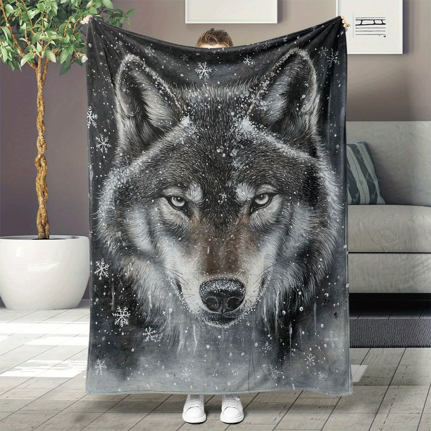 Soft, durable, and cozy Wolf Print Flannel Throw Blanket - the ideal present for African girls, granddaughters, and daughters. Versatile for outdoor, beach, camping, sofa, pet, and office use.