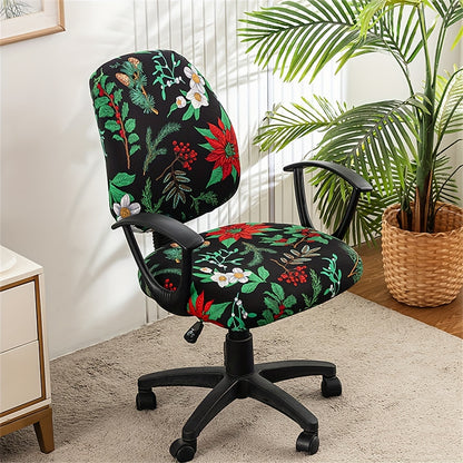 2 printed chair covers to beautify and decorate home or office split or swivel chairs.