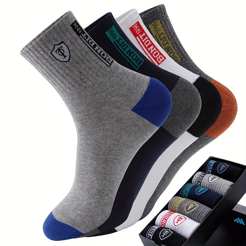 Men's mid-calf socks designed for comfort and breathability, suitable for outdoor leisure and sports, perfect for daily business wear in all seasons.