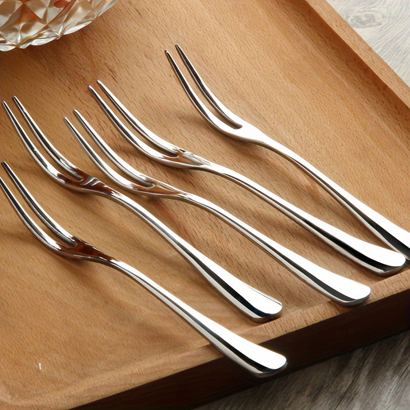 10-piece stainless steel fork set for desserts, fruits, nuts, and salads. Versatile for use at home, restaurants, and parties.