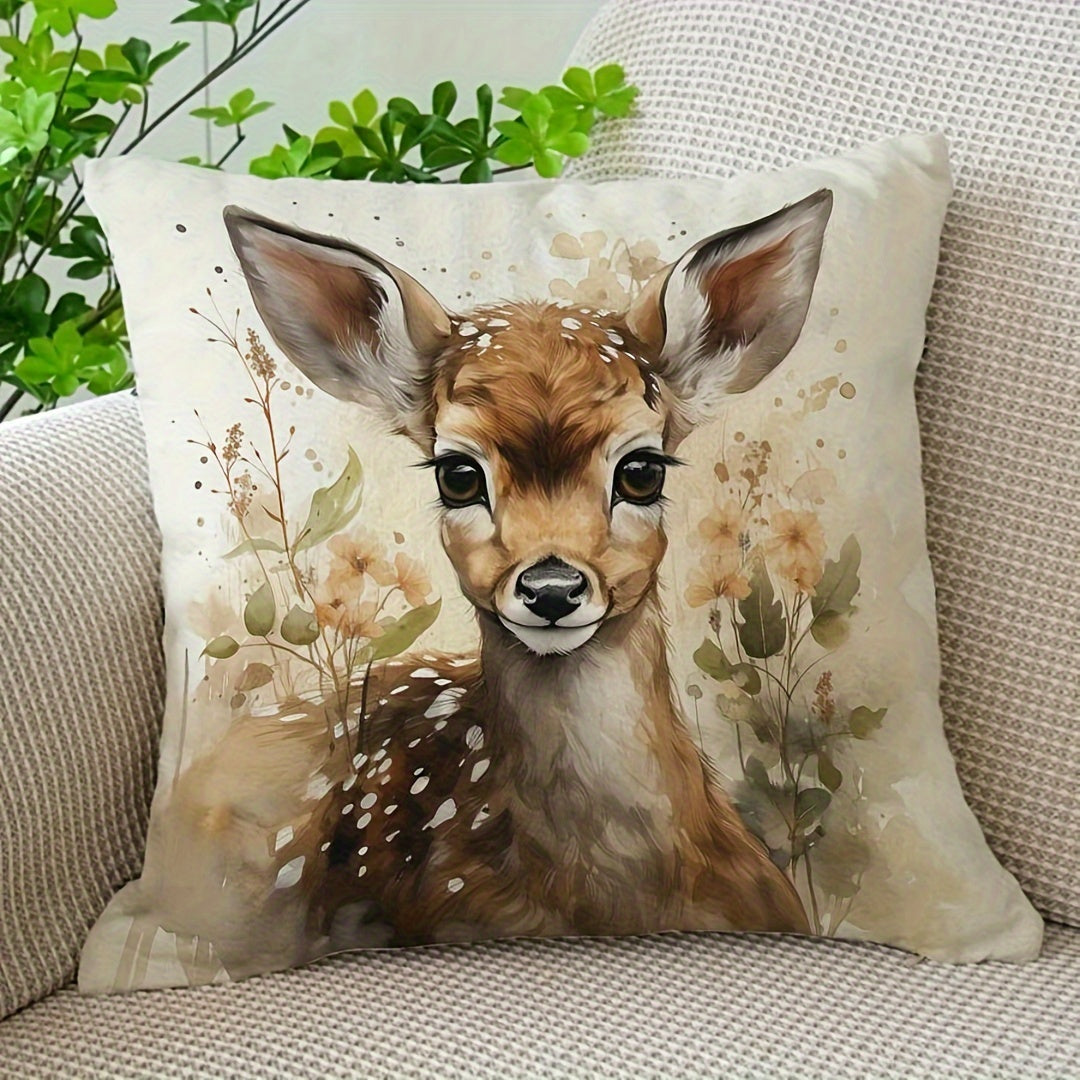 Get cozy with our Deer Printed Square Pillowcase! This soft and comfortable decorative cover is perfect for your bedroom and living room. Measuring 45.72cm x 45.72cm, this pillowcase does not include a pillow core.