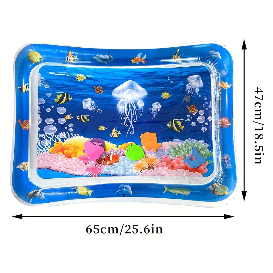 Inflatable water pad puzzle game featuring marine life designs and underwater world patterns.