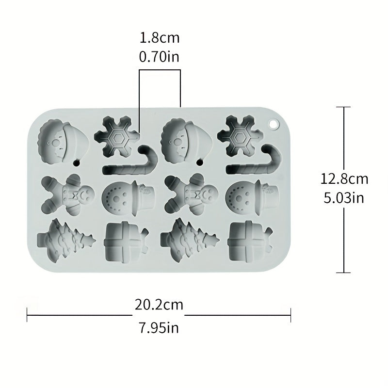 1 piece of a Christmas Chocolate Mold, 3D Silicone Mold with 14 cavities for cakes and puddings. Includes baking tools, kitchen gadgets, and accessories.