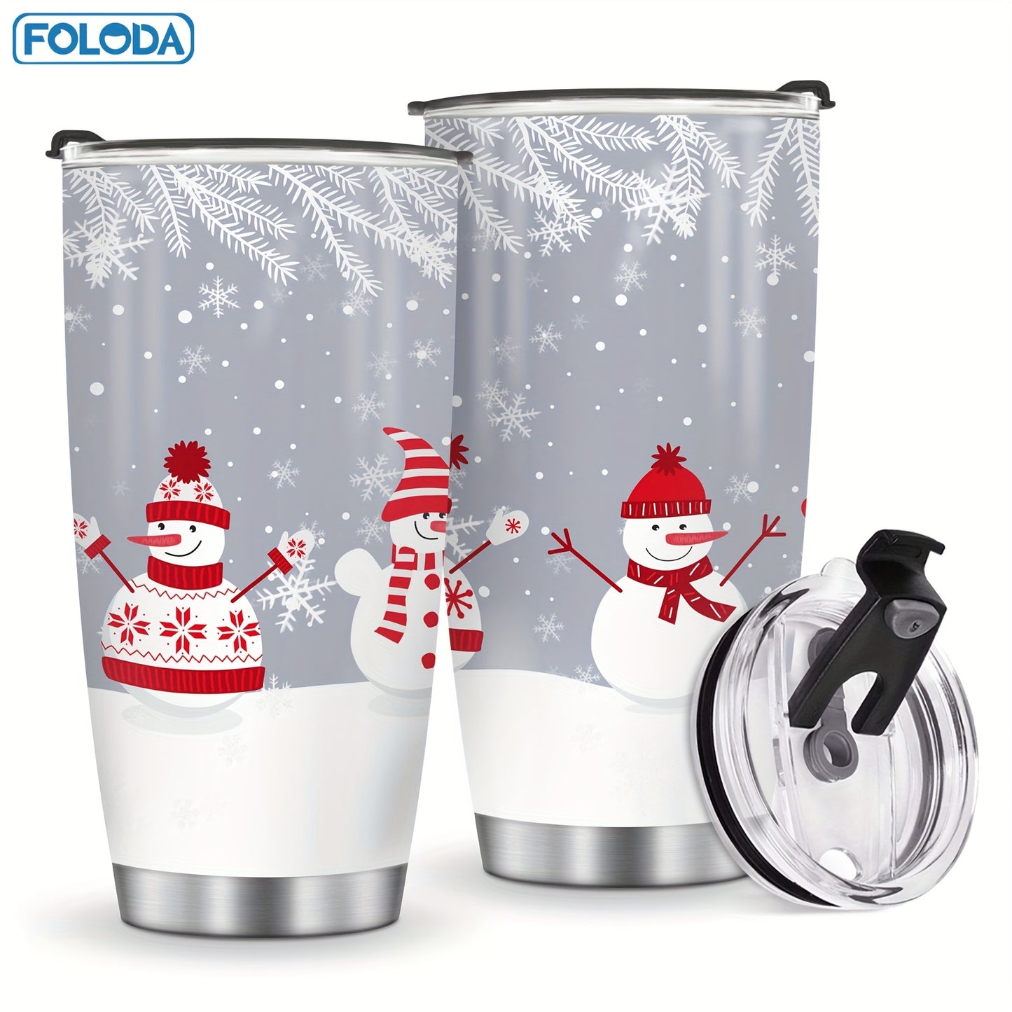 FOLODA 20oz insulated stainless steel tumbler with lid is ideal for running and sports. Features a Christmas Red Truck design, perfect for holiday gifts.