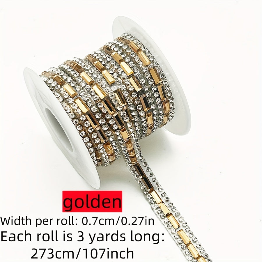 Decorate in style with this versatile Self-Adhesive Rhinestone Trim Strip! Measuring 0.7cm wide, this crystal ribbon applique is perfect for adding a touch of glamour to your DIY fashion projects, shoes, car decor, and festive embellishments.