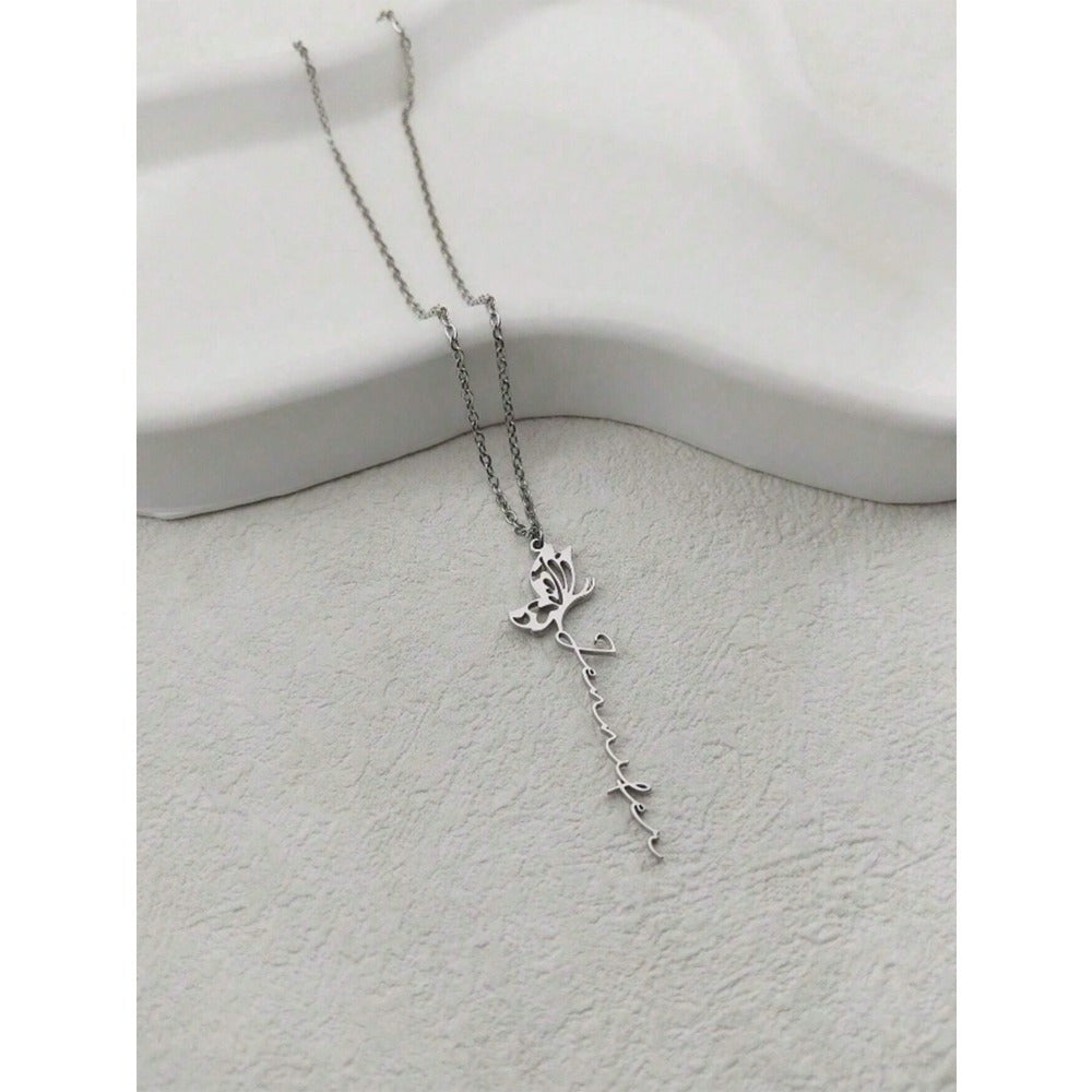 Looking for a special gift? Look no further than our Customized Necklace! This Personalized Piece showcases a beautiful Butterfly Design with a Name, making it a unique and thoughtful present for your loved ones. Whether it's for Mother's Day