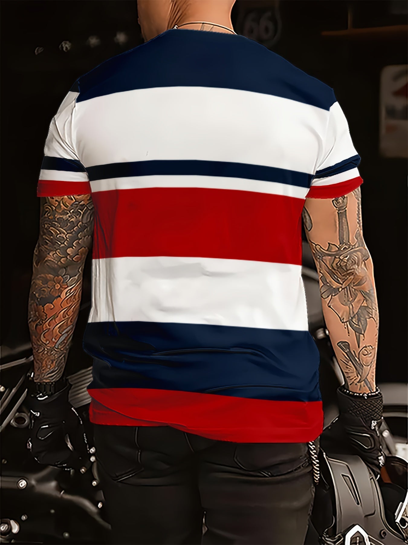 Men's summer outdoor clothing: Color block eagle graphic tee