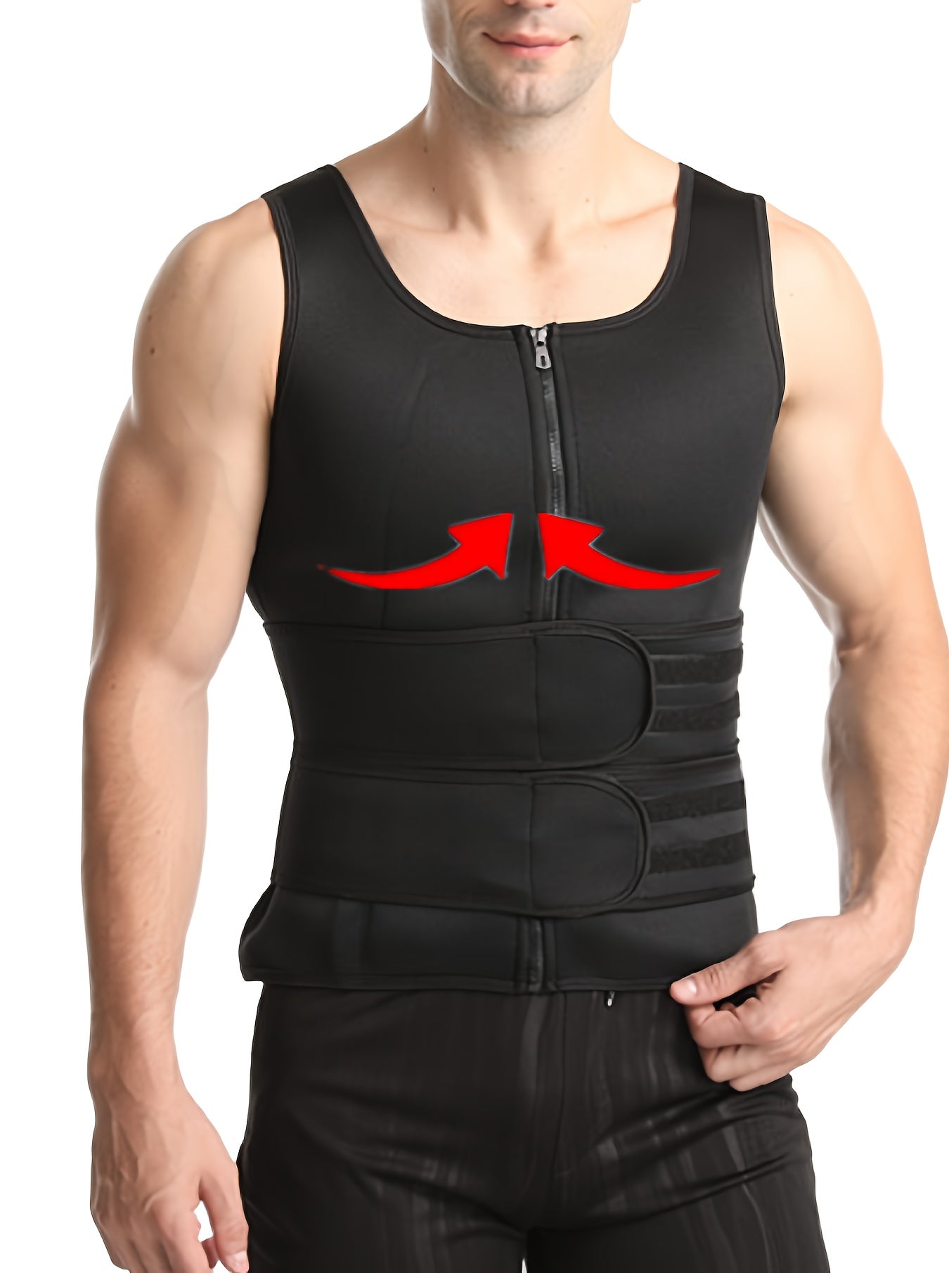 Men's Tummy Control Tank Top with Double Row Hooks, Firm Waist Trainer for Beer Belly Reduction, Compression Workout Vest