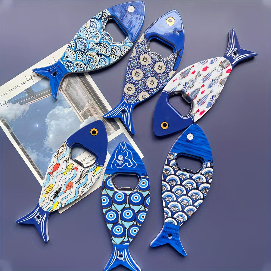 Festive acrylic fish bottle openers for Christmas, Halloween, and Oktoberfest - ideal kitchen and bar accessories