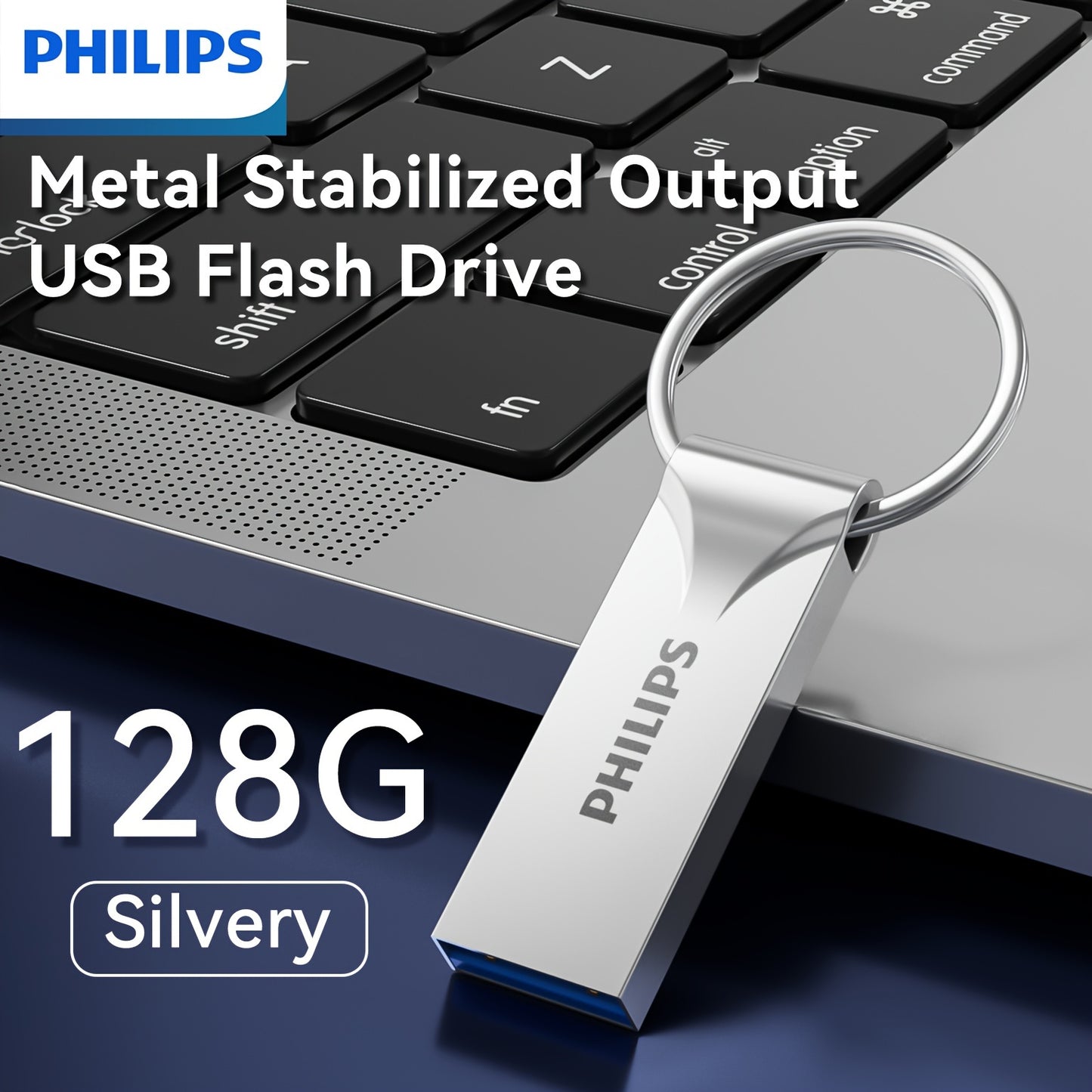 Large capacity USB flash drive with portable keychain design, suitable for most devices.