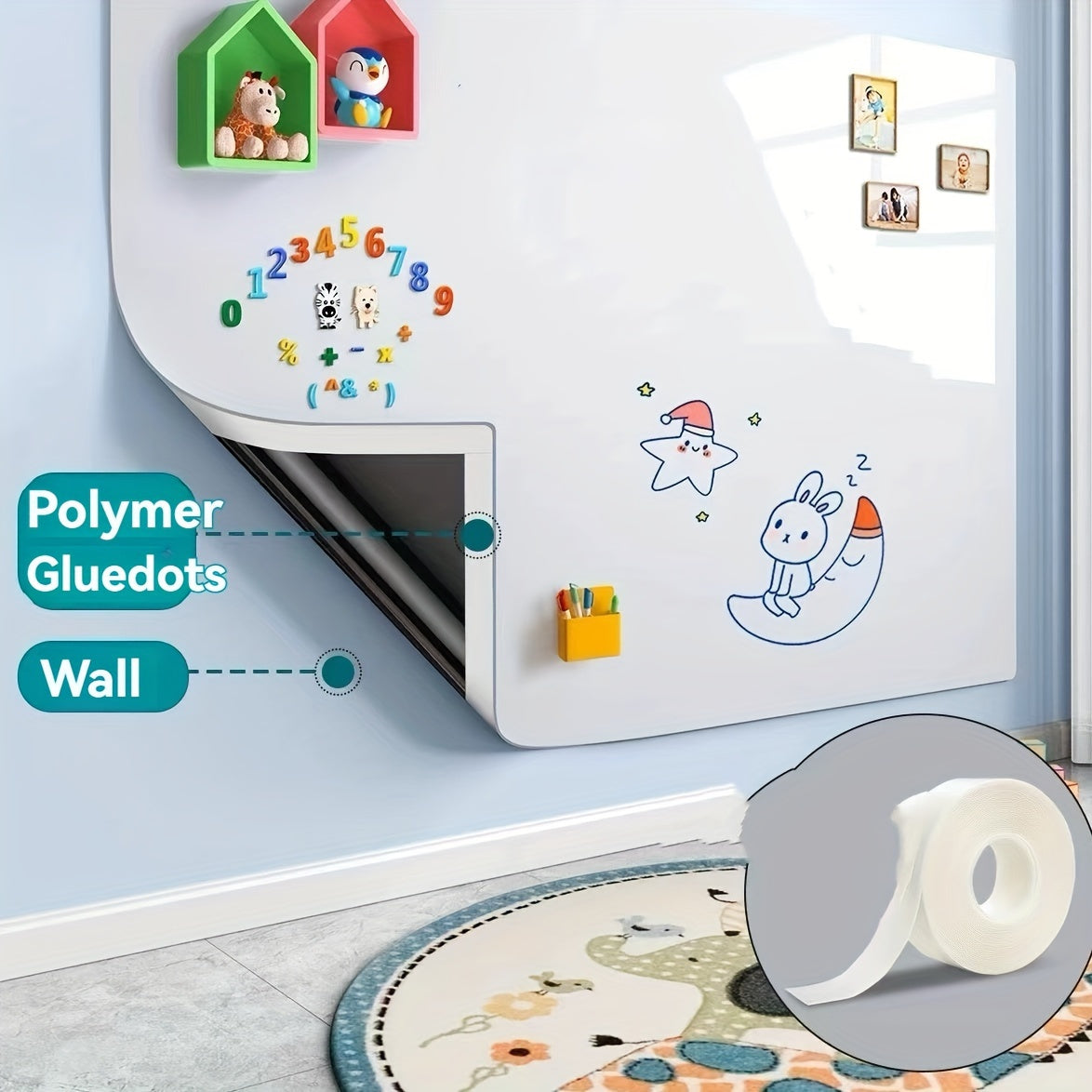 Contemporary magnetic whiteboard with movable graffiti wall, ideal for teaching, training, office and home use.