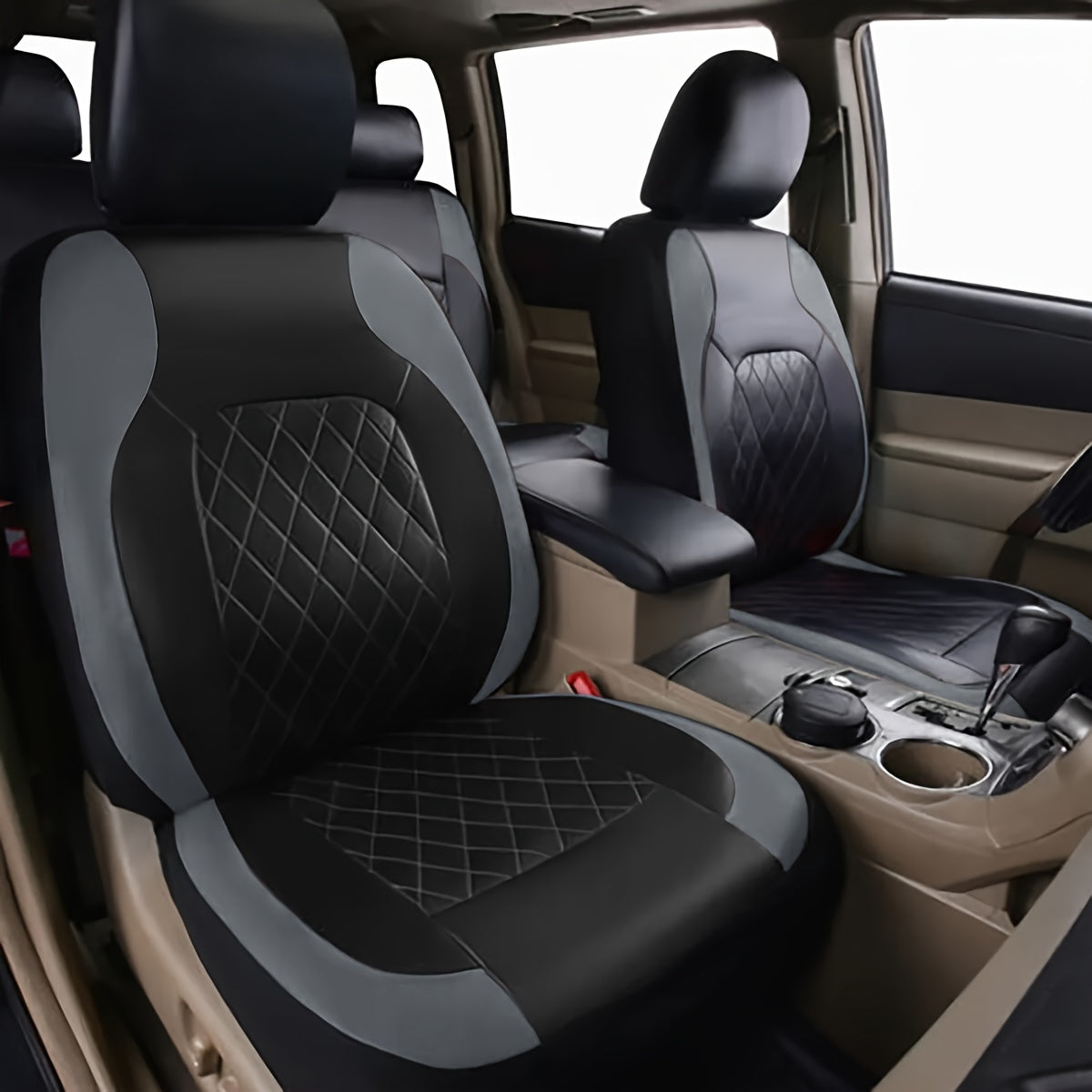 9-piece PVC quilted car seat cover set suitable for all seasons.