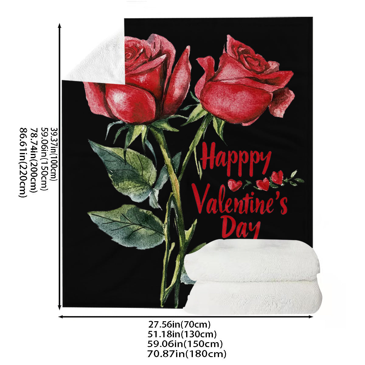 Valentine's Day Red Rose Flannel Throw Blanket Set featuring a Multi-Purpose Pocket - Cozy, Gentle on Skin, and Reversible for Year-Round Comfort - Ideal Present for Those you Cherish