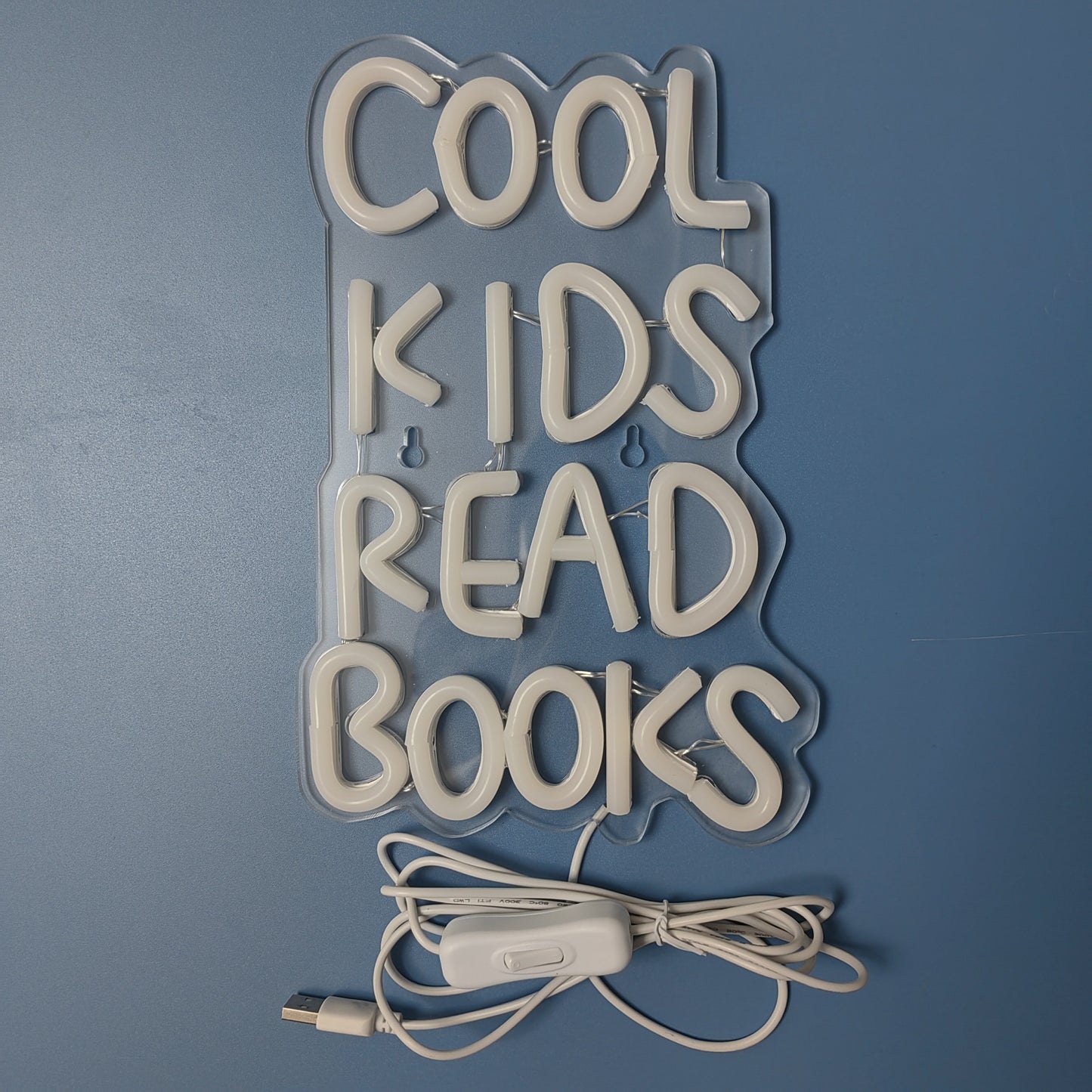 USB powered plastic neon sign with switch control, perfect for kids room or home decor.