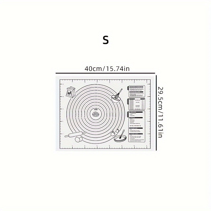 Non-stick Silicone Pastry Mat with Measurements - Perfect for Baking & Kneading, Heat and Slip Resistant, Ideal for Rolling Dough and Making Pie Crusts, 1 Piece.