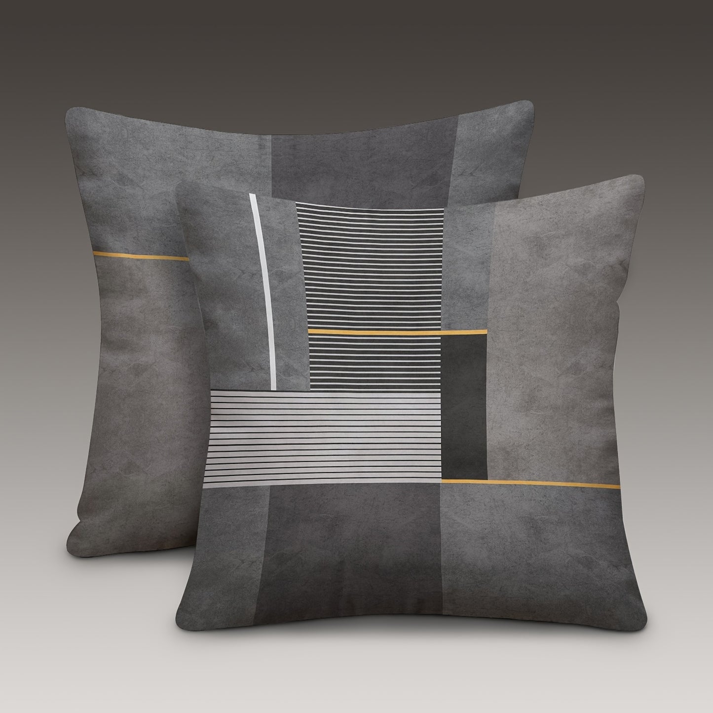 Set of 2 Modern Geometric Throw Pillow Covers, 45.72x45.72 cm, Dual-Sided Design, Soft Polyester, Zip Closure - Ideal for Living Room & Bedroom (Inserts Not Included)