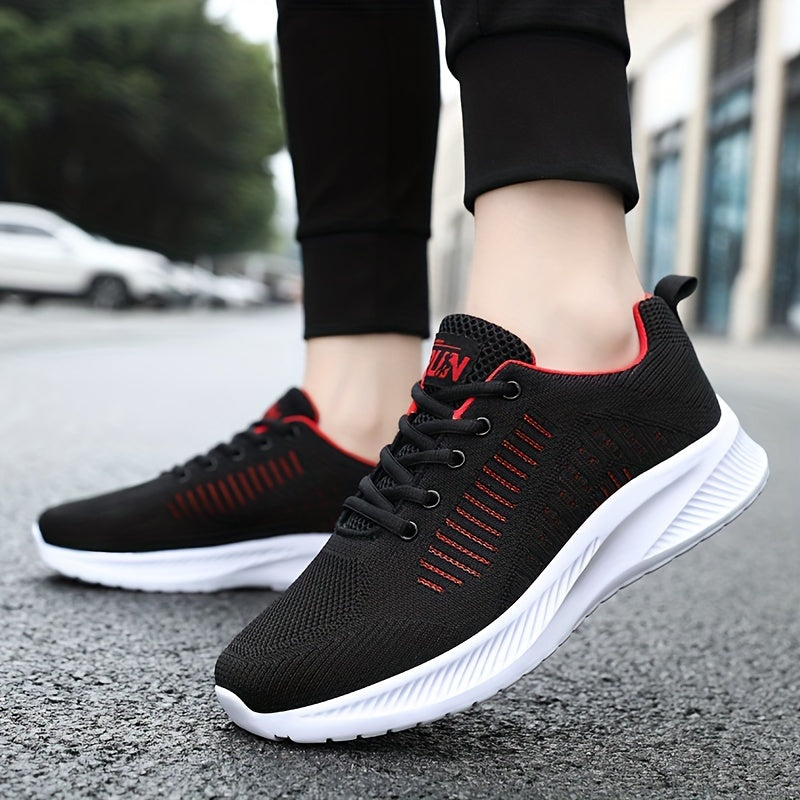 Men's running shoes with breathability, durability, shock absorption, and lace-up design for outdoor activities.