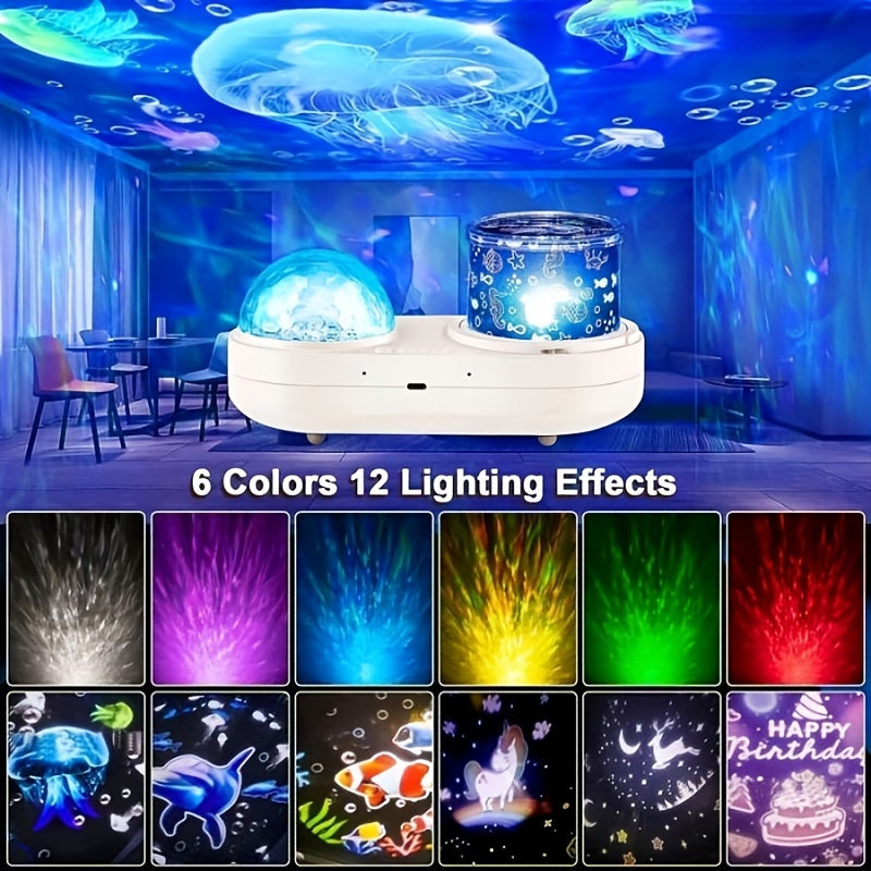 Newly Designed LED Night Light, Ocean Light Projector with 360 Degree Rotation and 6 Color Projection - Perfect Birthday Gift