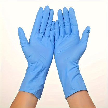 Disposable nitrile gloves available in packs of 50 or 100. These durable gloves are perfect for household cleaning tasks. Waterproof and suitable for use in kitchens, tattooing, hair dyeing, pet care, beauty salons, and other cleaning needs. A must-have