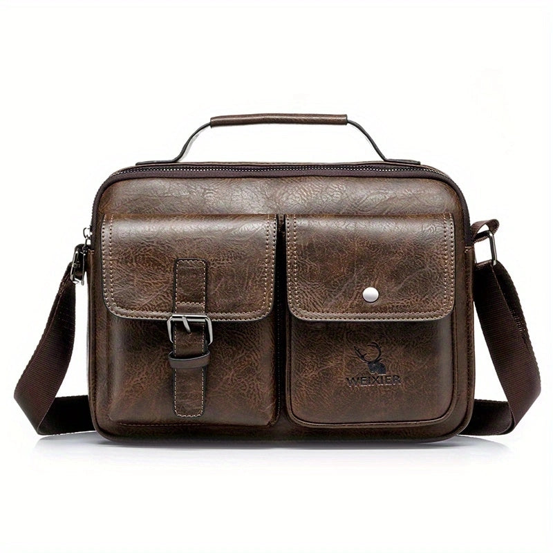 Weixier Men's Business Crossbody Bag made of PU material, suitable as a gift for Father or Anniversary.