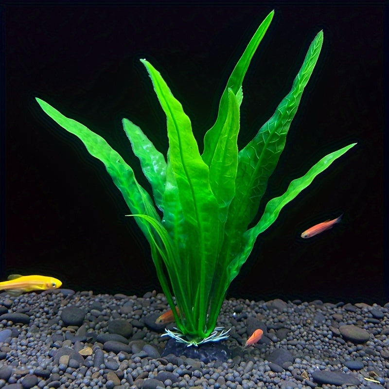 10pcs green plastic plants for fish tank decoration.