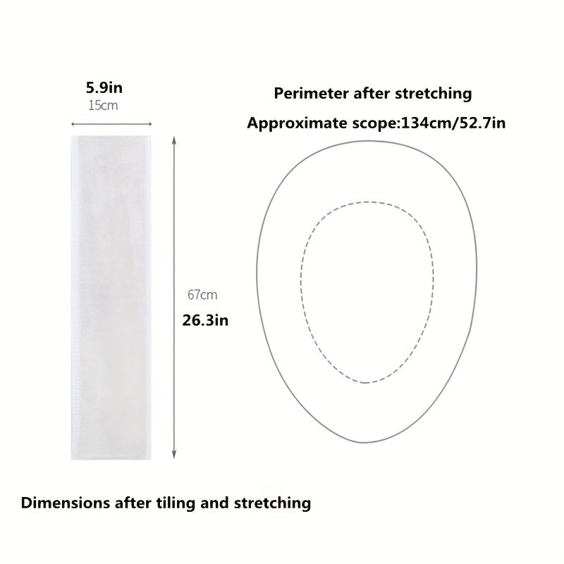 Disposable toilet seat covers in packs of 10, 20, 30, or 50. Individually wrapped with premium elastic strap for portability. Waterproof, stain-proof, and non-slip for travel, home, or potty training. Ideal as a gift for teenagers.