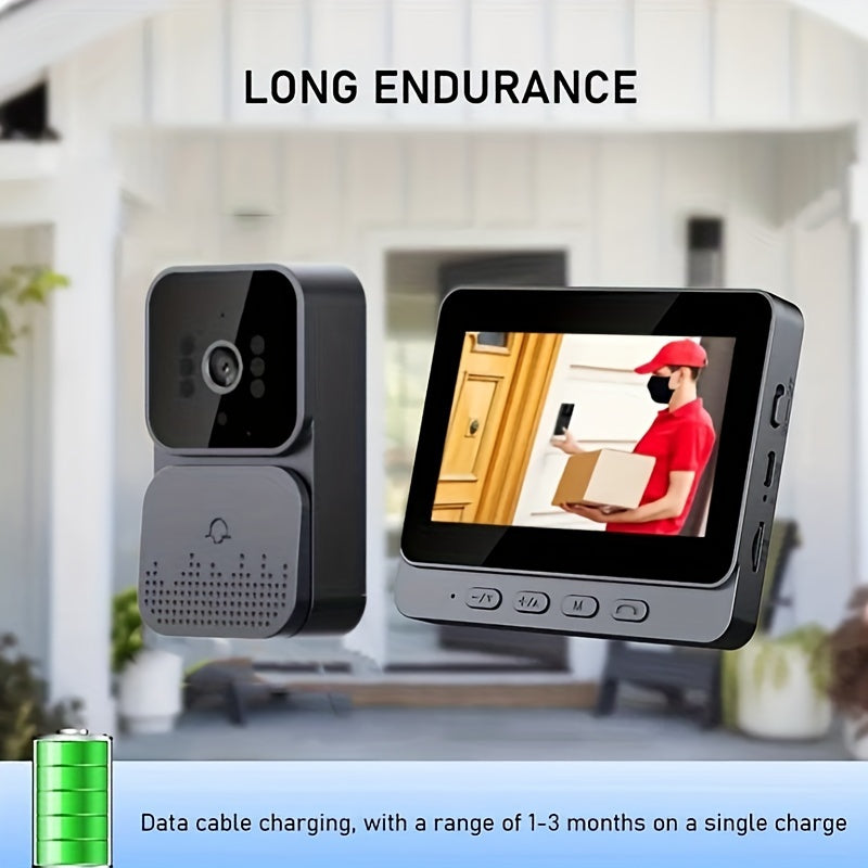 4.3-Inch Video Doorbell Intercom System with 1080P Camera, Monitor, IR Night Vision, 2-Way Intercom, No Wifi Needed.