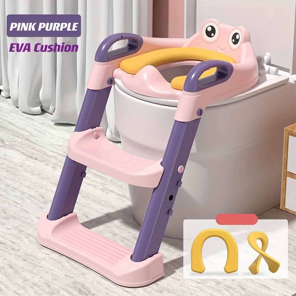 Toilet training supplies include a step toilet ring, cartoon little frog auxiliary toilet ladder, and a folding baby toilet step.